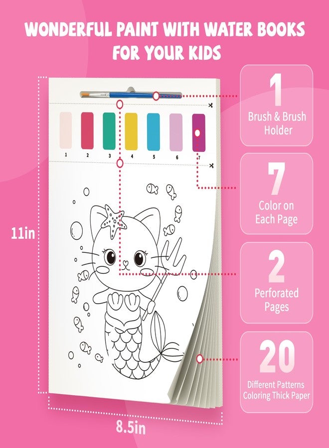 Gocozer 3PCS Paint With Water Books for Kids 20 Page Each,Unicorn Mermaid & Dinosaur Watercolor Paint Book Set for Kid,Toddlers Color Coloring Painting Drawing Set,Mess Free Toys Gifts for Kid Age 3 4 5 6 7 8 - Image 2